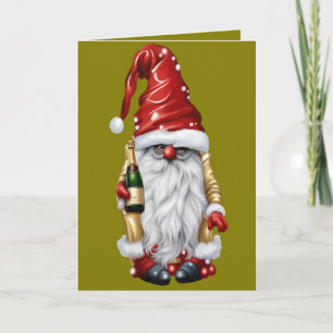 Tarjeta Festiva Feliz Año Nuevo Gnomo Nisse Gonk Sosteniendo una B