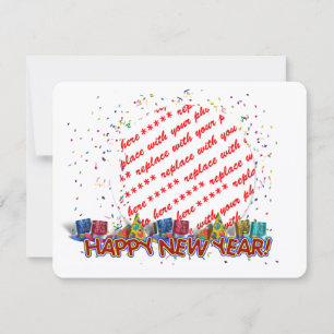 Tarjeta Festiva Feliz Año Nuevo Gorras foto marco