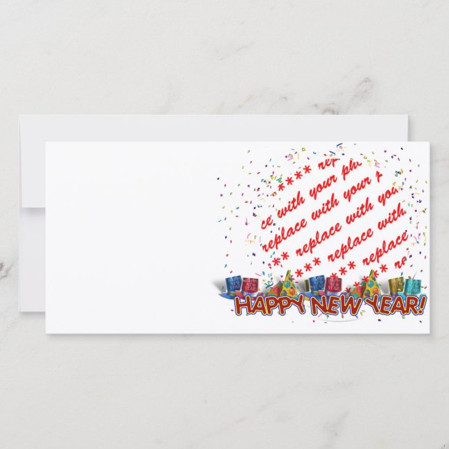 Tarjeta Festiva Feliz Año Nuevo Gorras foto marco (Anverso)