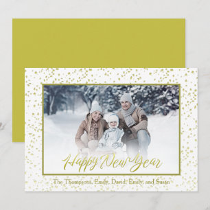 Tarjeta Festiva Feliz Año Nuevo guión oro 1 foto