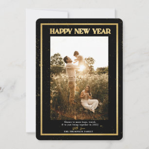 Tarjeta Festiva Feliz Año Nuevo Juntos, foto negra
