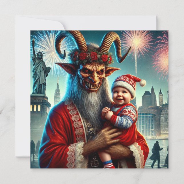 Tarjeta Festiva Feliz Año Nuevo Krampus (Anverso)