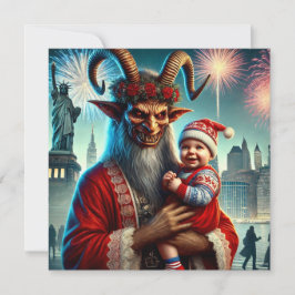 Tarjeta Festiva Feliz Año Nuevo Krampus