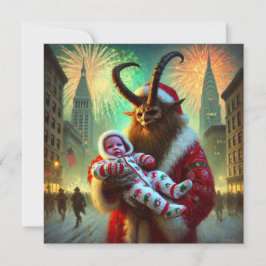 Tarjeta Festiva Feliz Año Nuevo Krampus