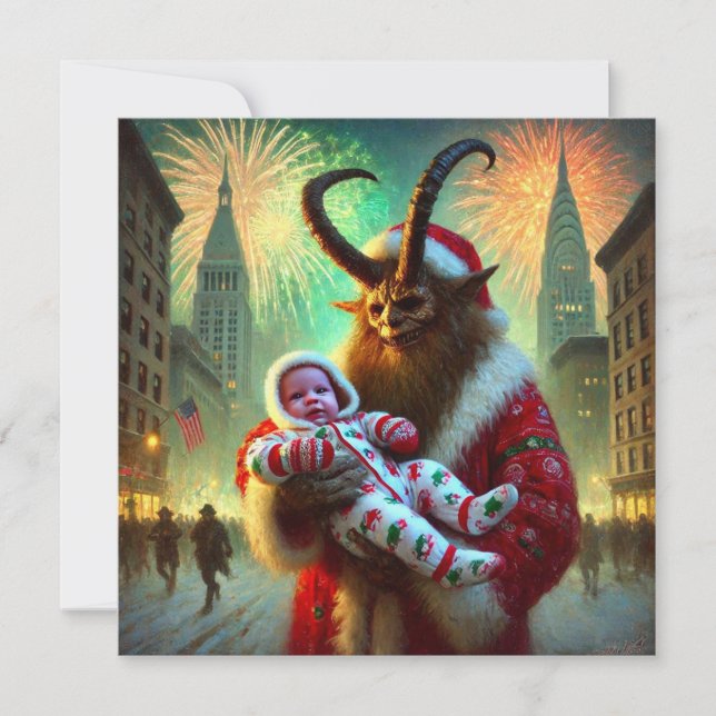 Tarjeta Festiva Feliz Año Nuevo Krampus (Anverso)