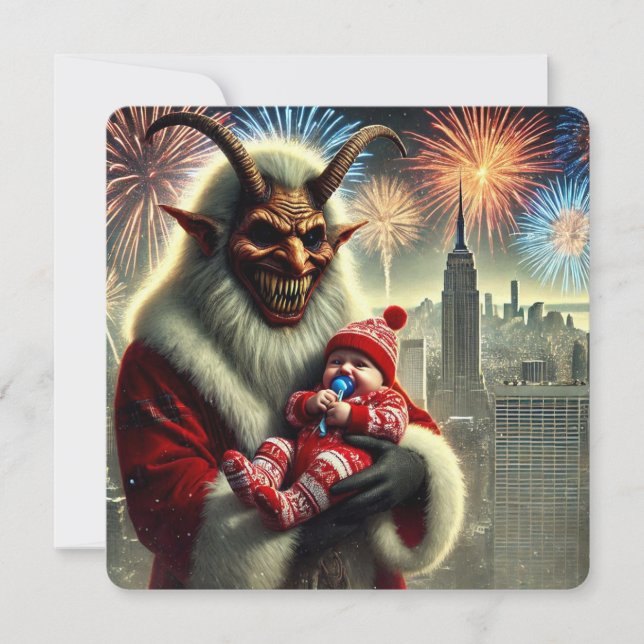 Tarjeta Festiva Feliz Año Nuevo Krampus (Anverso)