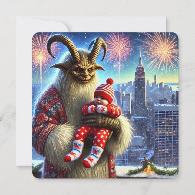 Tarjeta Festiva Feliz Año Nuevo Krampus (Anverso)