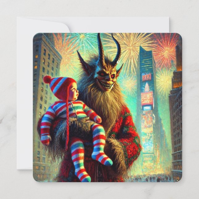 Tarjeta Festiva Feliz Año Nuevo Krampus (Anverso)