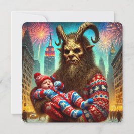 Tarjeta Festiva Feliz Año Nuevo Krampus