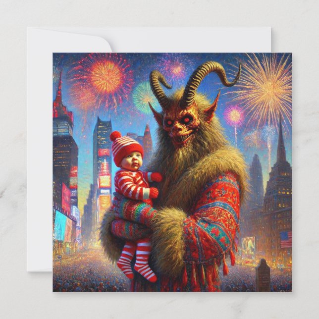 Tarjeta Festiva Feliz Año Nuevo Krampus (Anverso)