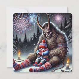 Tarjeta Festiva Feliz Año Nuevo Krampus