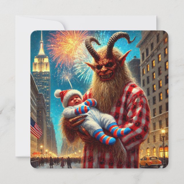 Tarjeta Festiva Feliz Año Nuevo Krampus (Anverso)