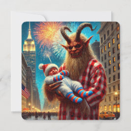 Tarjeta Festiva Feliz Año Nuevo Krampus