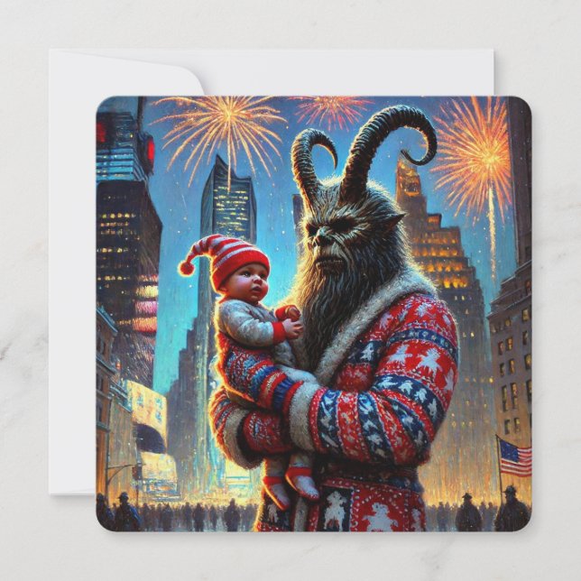 Tarjeta Festiva Feliz Año Nuevo Krampus (Anverso)
