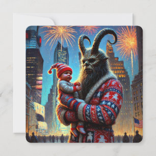 Tarjeta Festiva Feliz Año Nuevo Krampus