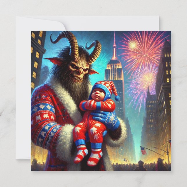 Tarjeta Festiva Feliz Año Nuevo Krampus (Anverso)