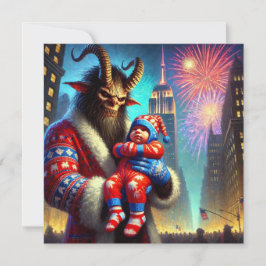Tarjeta Festiva Feliz Año Nuevo Krampus