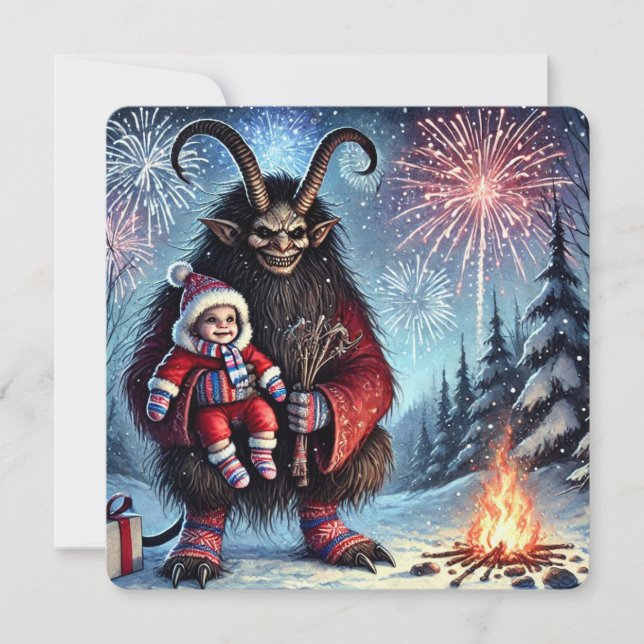 Tarjeta Festiva Feliz Año Nuevo Krampus (Anverso)
