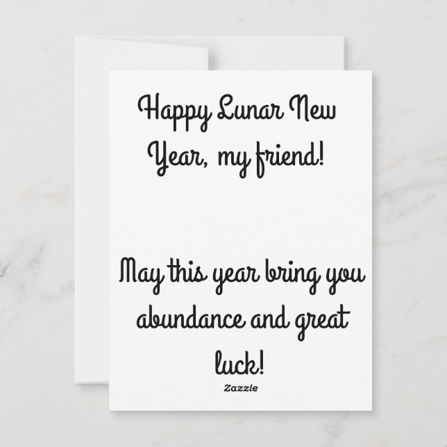 Tarjeta Festiva Feliz año nuevo lunar (Reverso)
