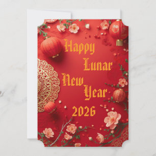Tarjeta Festiva Feliz Año Nuevo Lunar 2026