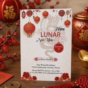 Tarjeta Festiva Feliz Año Nuevo Lunar Blanco Chino De La Serpiente