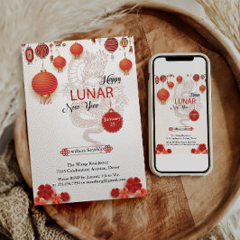 Tarjeta Festiva Feliz Año Nuevo Lunar Chino del Sna de oro blanco