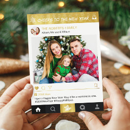 Tarjeta Festiva Feliz Año Nuevo Marco de Foto de Instagram en Dora
