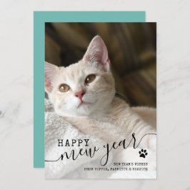 Tarjeta Festiva Feliz Año Nuevo Mascota de fotografía gato Año Nue