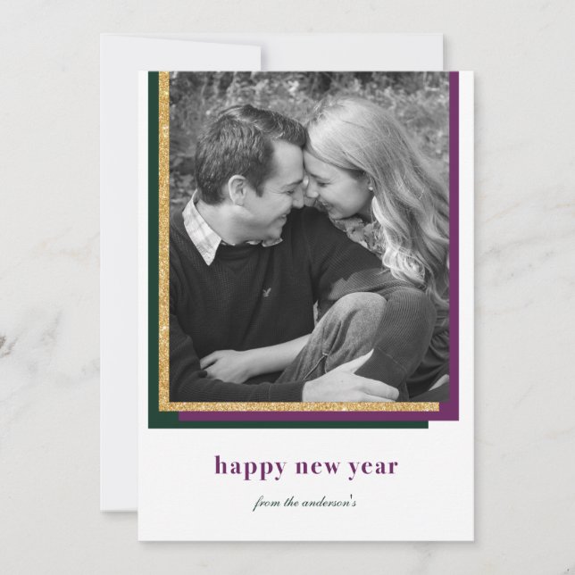 Tarjeta Festiva Feliz Año Nuevo moderna (Anverso)