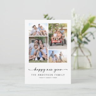 Tarjeta Festiva Feliz Año Nuevo Moderno Cuatro Fotografías Año N