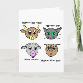 Tarjeta Festiva ¡Feliz Año Nuevo, Moo Año!