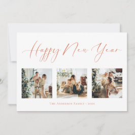 Tarjeta Festiva Feliz Año Nuevo Naranja Collage de fotos múltiple