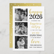 Feliz Año Nuevo Negro y Oro Esperando en 2026