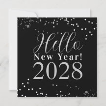 Feliz Año Nuevo Negro y Plateado Brillante