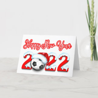 Tarjeta Festiva Feliz Año Nuevo Nevado 2022 Balón de Fútbol 