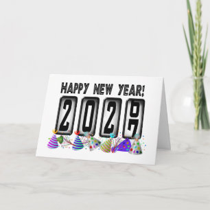 Tarjeta Festiva Feliz Año Nuevo Odómetro 2027