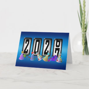 Tarjeta Festiva Feliz Año Nuevo Odómetro 2027