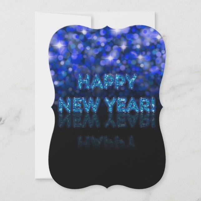 Tarjeta Festiva ¡Feliz Año Nuevo! | Parkles Blue Bokees (Anverso)