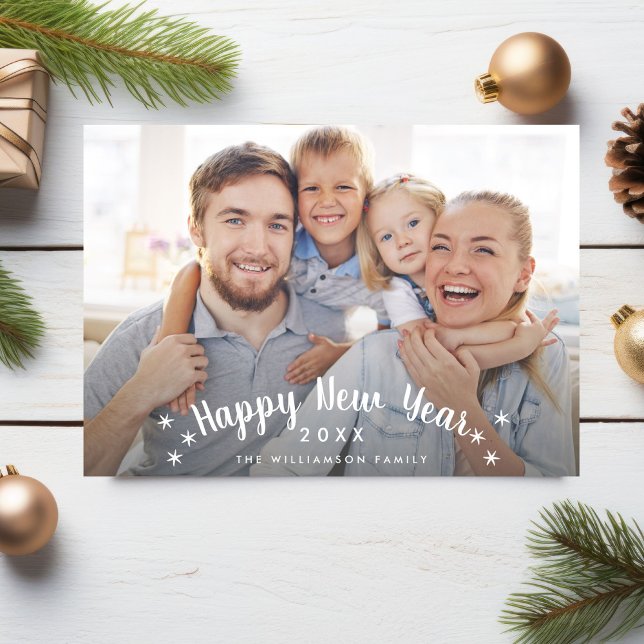 Tarjeta Festiva Feliz Año Nuevo Personalizado de estrellas simples (Subido por el creador)