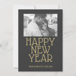 Tarjeta Festiva Feliz Año Nuevo Personalizado en la tipografía mod