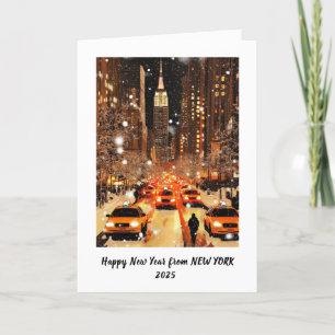 Tarjeta Festiva Feliz Año Nuevo Personalizado Manhattan Nueva York