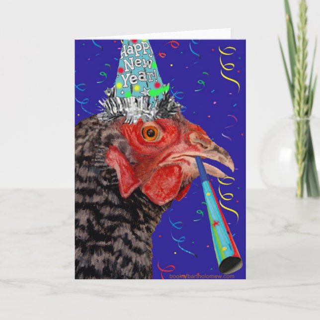 Tarjeta Festiva Feliz Año Nuevo Pollo (Anverso)