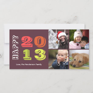 Tarjeta Festiva Feliz año nuevo por año 4 familia de fotos de la m
