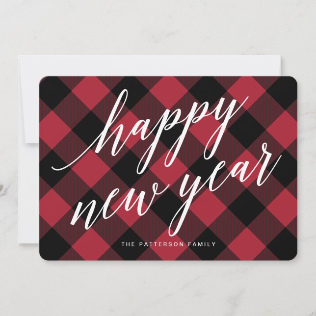 Tarjeta Festiva Feliz Año Nuevo Regalo Rústico De Búfalo (Anverso)