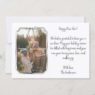 Tarjeta Festiva Feliz Año Nuevo Sencillo Fotos de la Familia Blanc