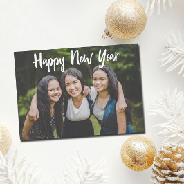 Tarjeta Festiva Feliz Año Nuevo Sencillo Fotos Sobreposición De Gu