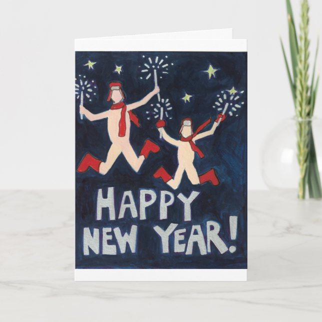 Tarjeta Festiva Feliz Año Nuevo sin dificultades (Anverso)