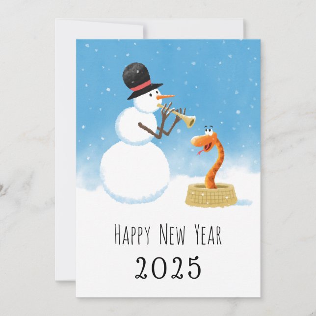 Tarjeta Festiva Feliz Año Nuevo Snake Chino Lunar Zodiac 2025 (Anverso)