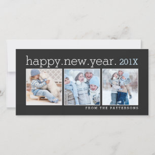Tarjeta Festiva Feliz Año Nuevo Tres Fotografías Clásicas