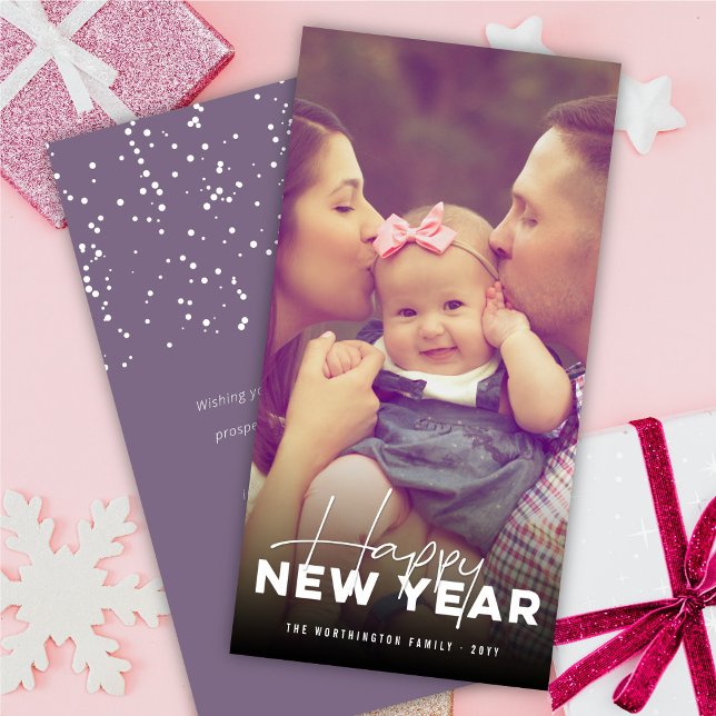 Tarjeta Festiva Feliz Año Nuevo Typografía moderna Foto mínima (Subido por el creador)